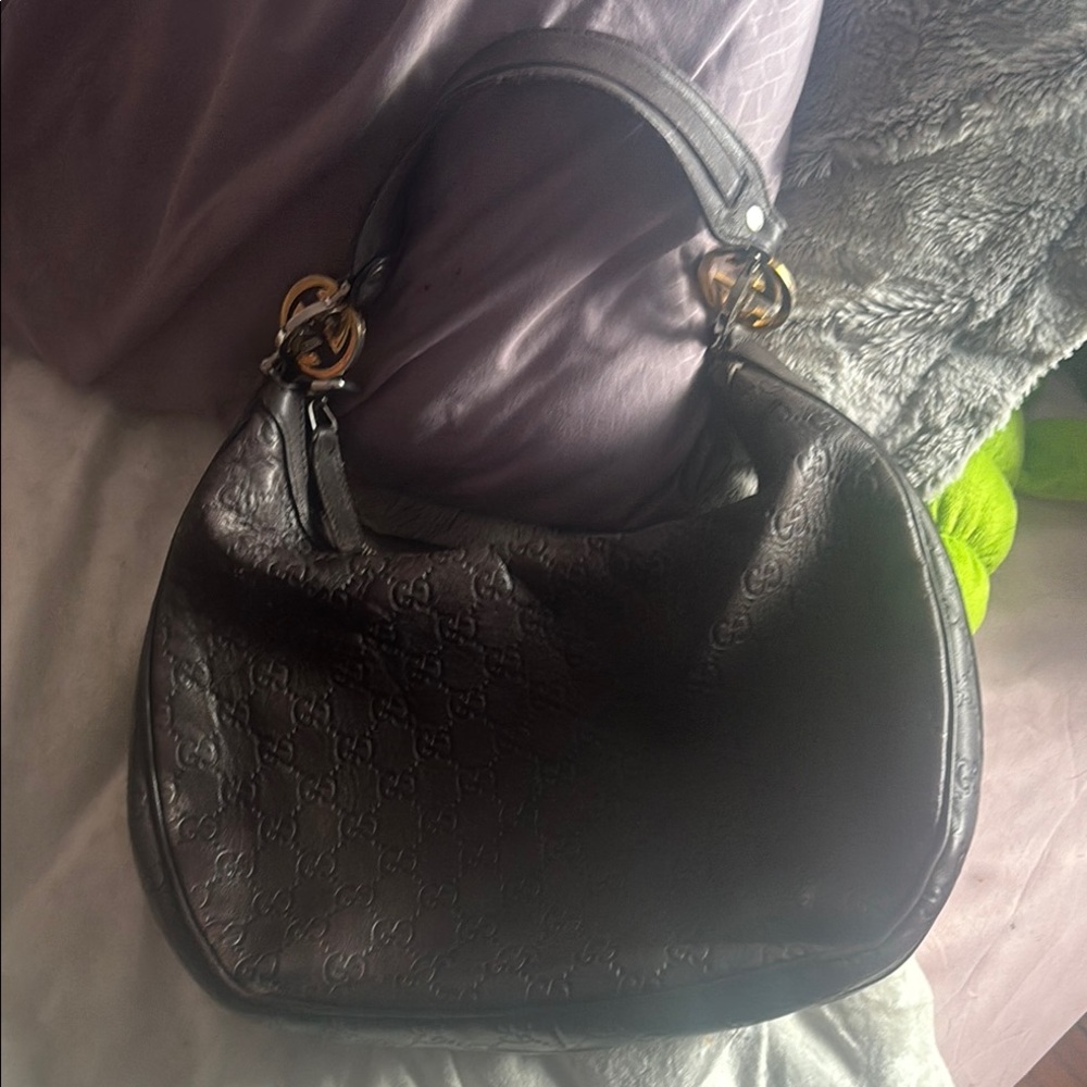 Brown Gucci  Black Hobo Bag with Sleek Design